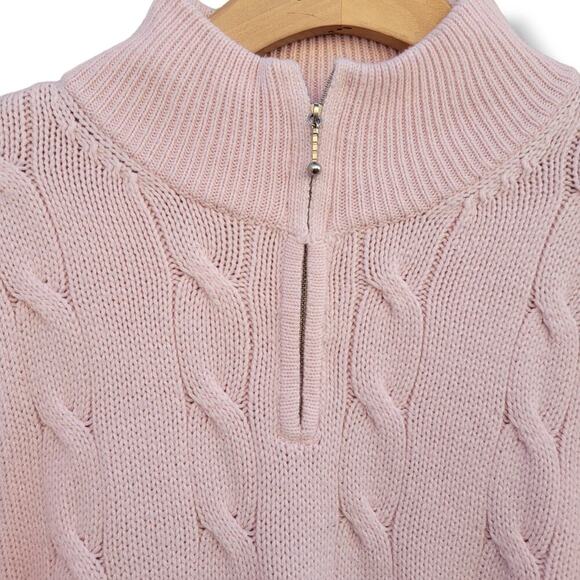 YarnWorks vintage women's soft pink acrylic front 3/4 Zippered sweater medium - Picture 4 of 8